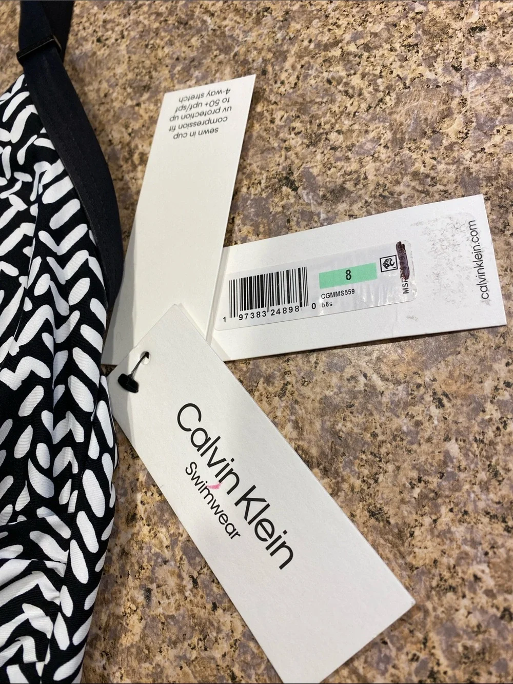 NWT Calvin Klein Black & White Swimsuit One Piece Swimsuit Size 8